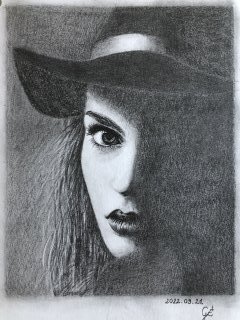 rajzkihívásra készült kalapos nő portréja