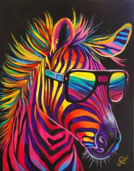 Menő zebra 40x50 akril  Élményfestést tartottam